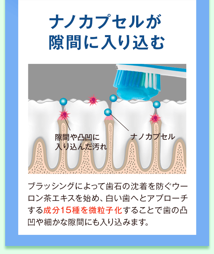 ナノカプセルが隙間に入り込む