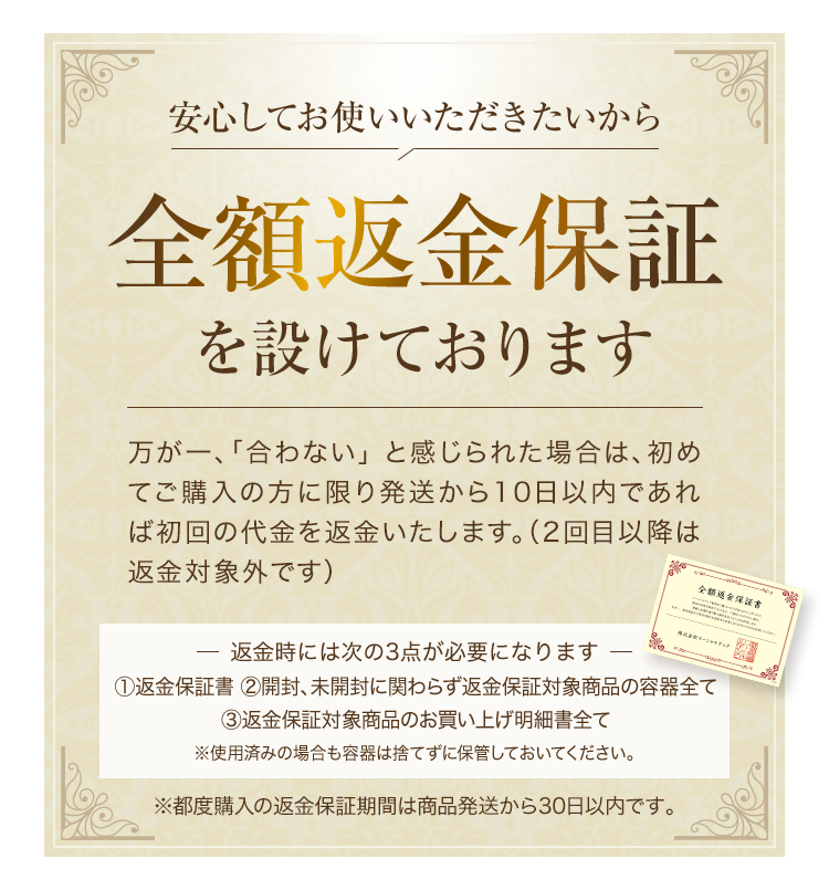 初回購入の方全額返金保証書付き